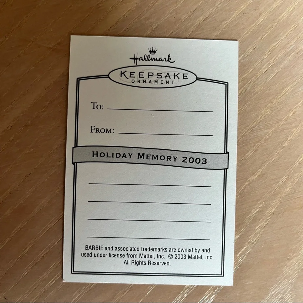 HALLMARK Barbie Special Memories Photo Holder - Dated 2003 Ornament